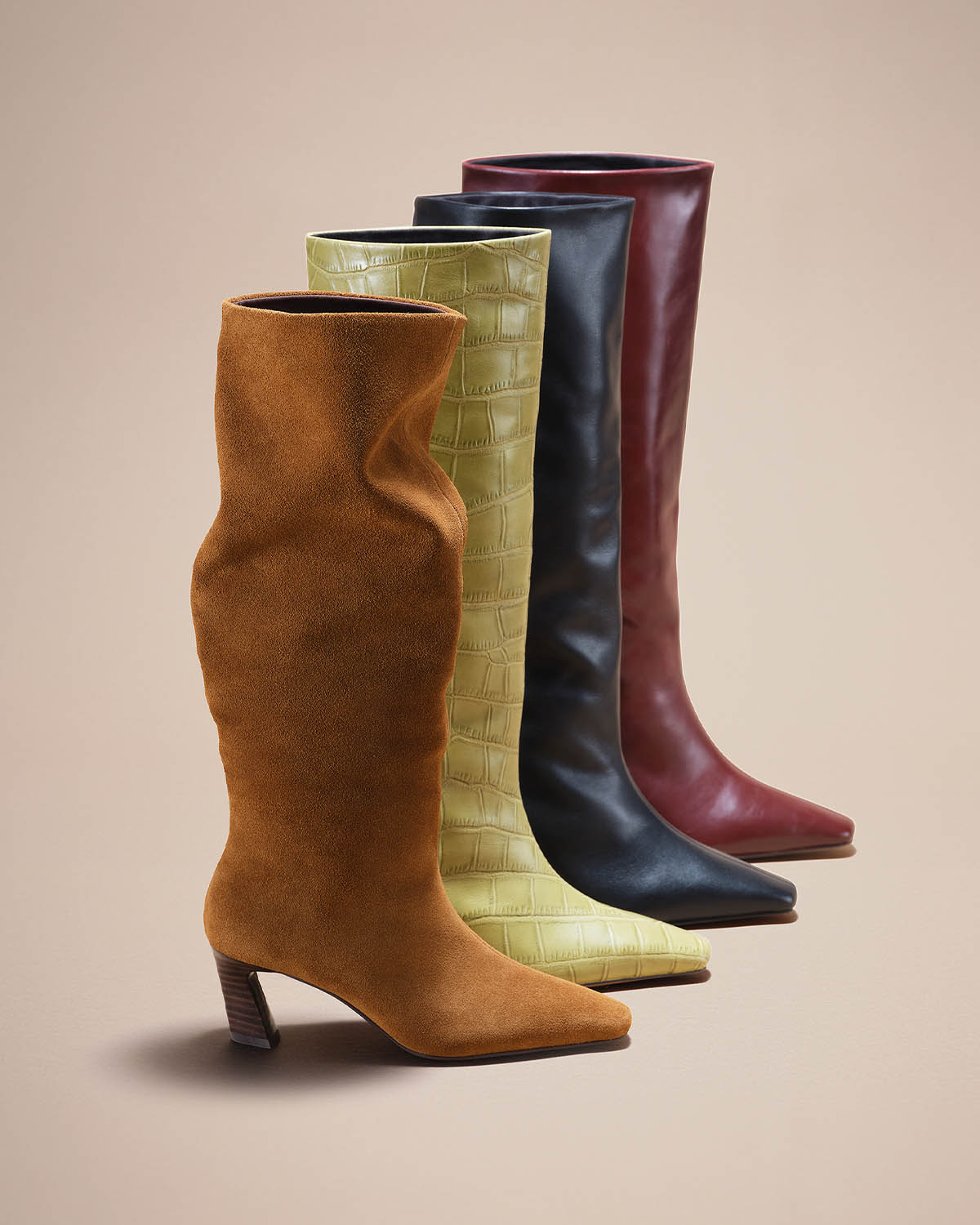 Turner Tan, Leather Knee High Boots | Dune London